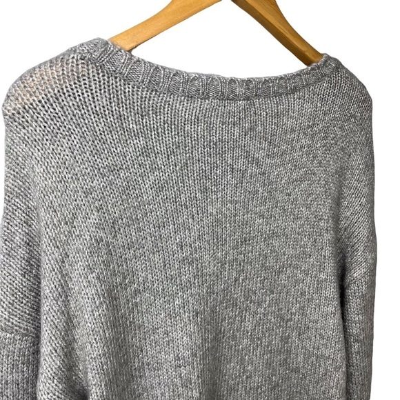 NYDJ Metallic Balloon Sleeve Sweater Heather Grey Size Large Ballet Neck - Picture 6 of 12